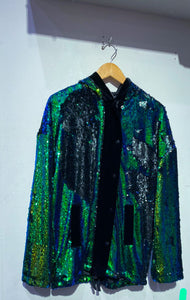 Transitional Sequin |Green & Royal Blue Sequin Jacket